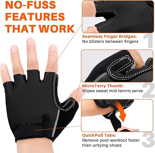 Miniatura 6 de Guantes de gimnasio con palma de ciervo de doble capa guantes de entrenamiento antideslizantes para hombres y mujeres  Levantamiento de pesas,