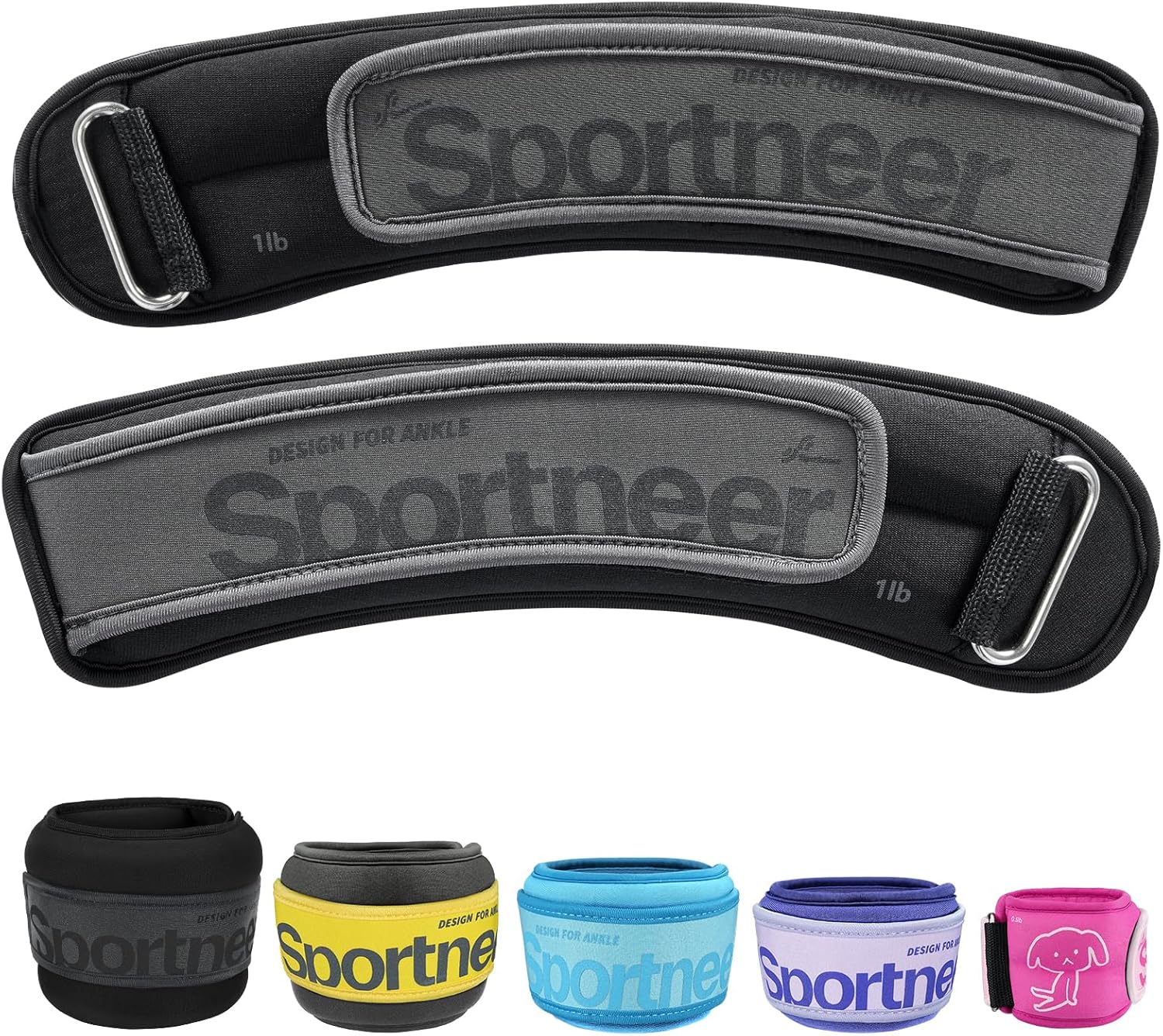 Sportneer Ankle Weights 0.5/1/2/3/5 LBS 1 Pair Wrist Leg Arm Weights for Women Men Kids Child with Adjustable Straps, Strength Weighted for Jogging Running Walking Fitness Gym Workout