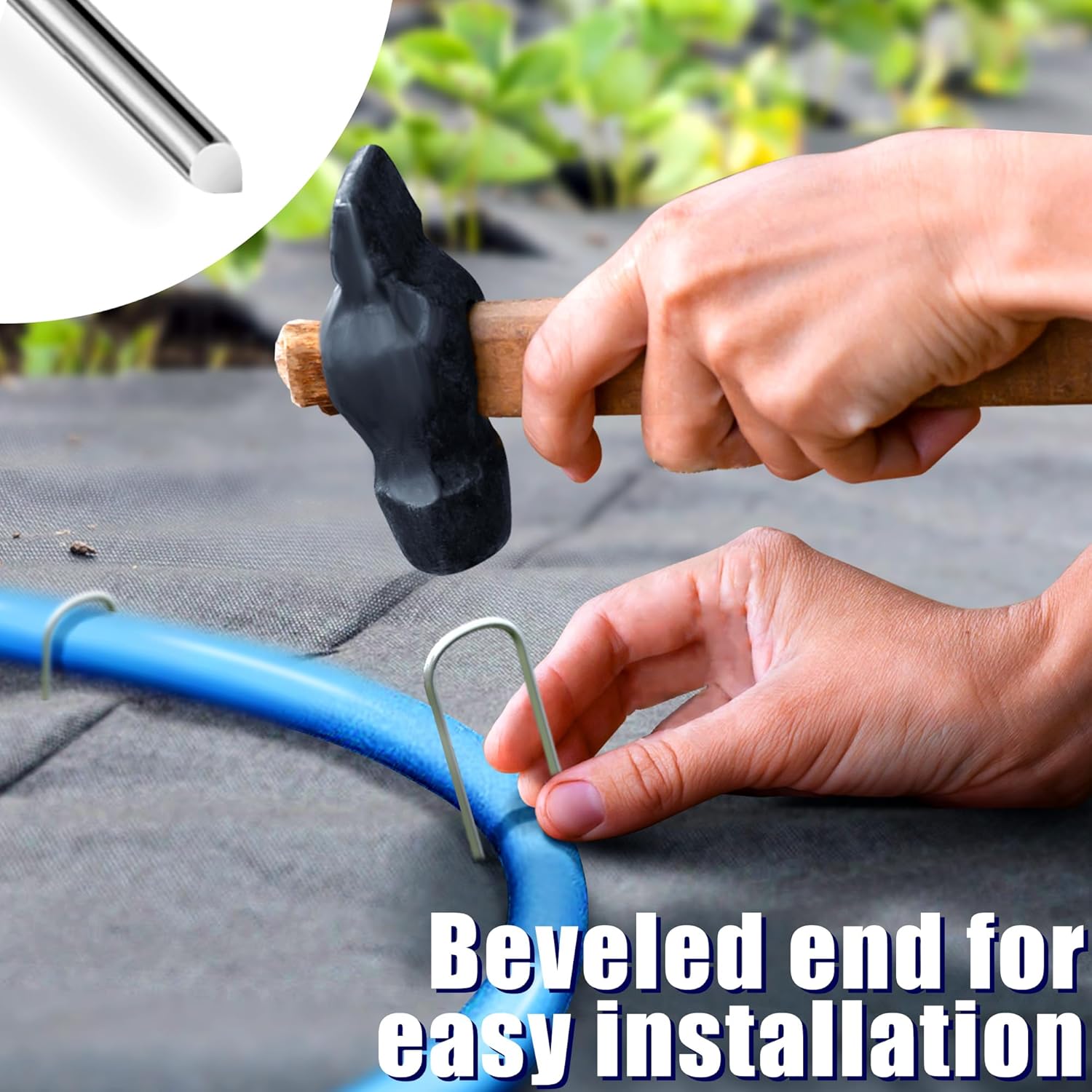 200 Pack Garden Stakes 6 Inch U-Shaped Drip Irrigation Stakes Galvanized Landscape Staples Garden Pins Yard Lawn Ground Stakes for Soaker Hose Drip Line Tubing Landscape Fabric Weed Barrier