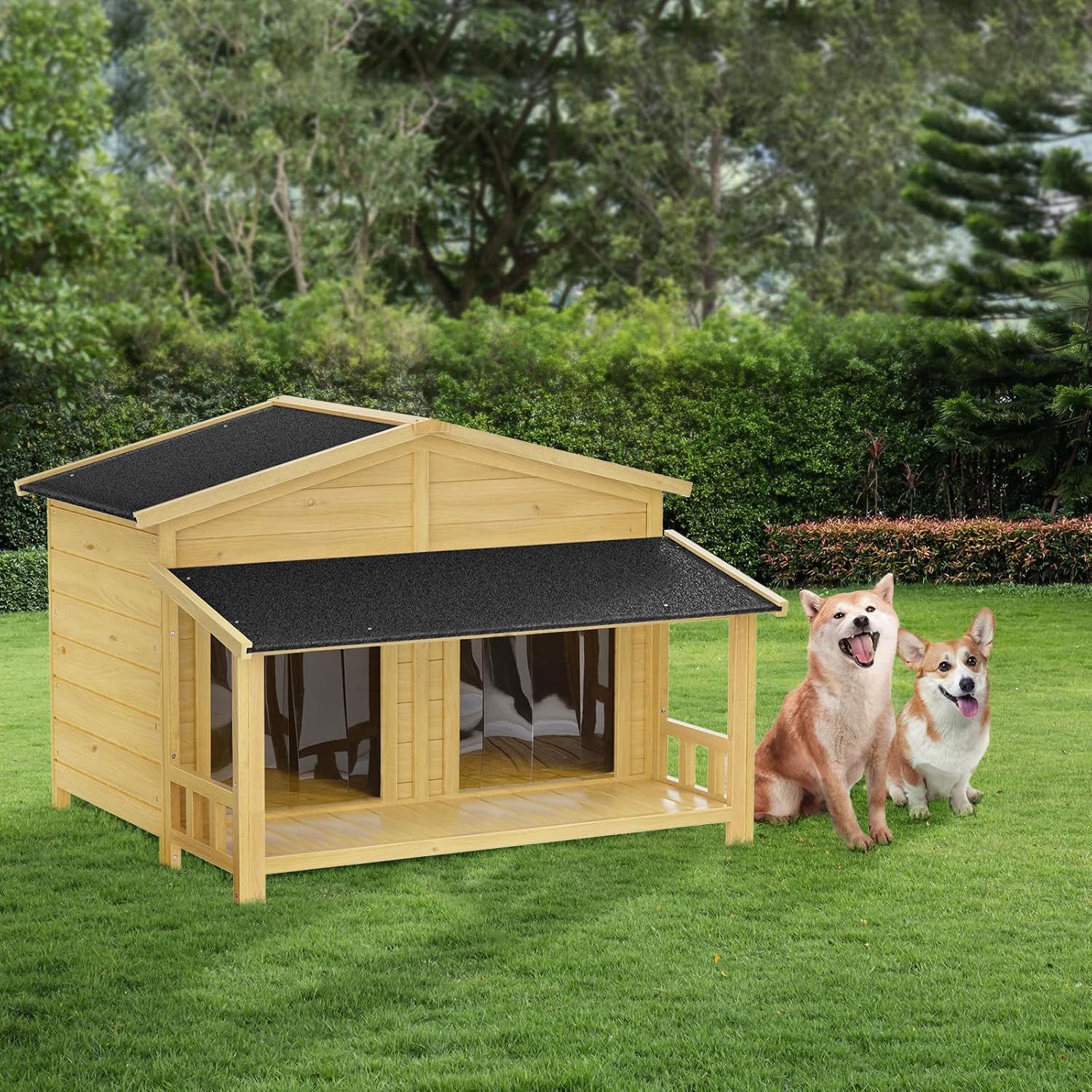 AHCEDARS Dog House, Waterproof Dog Kennel, 47.2" Wooden