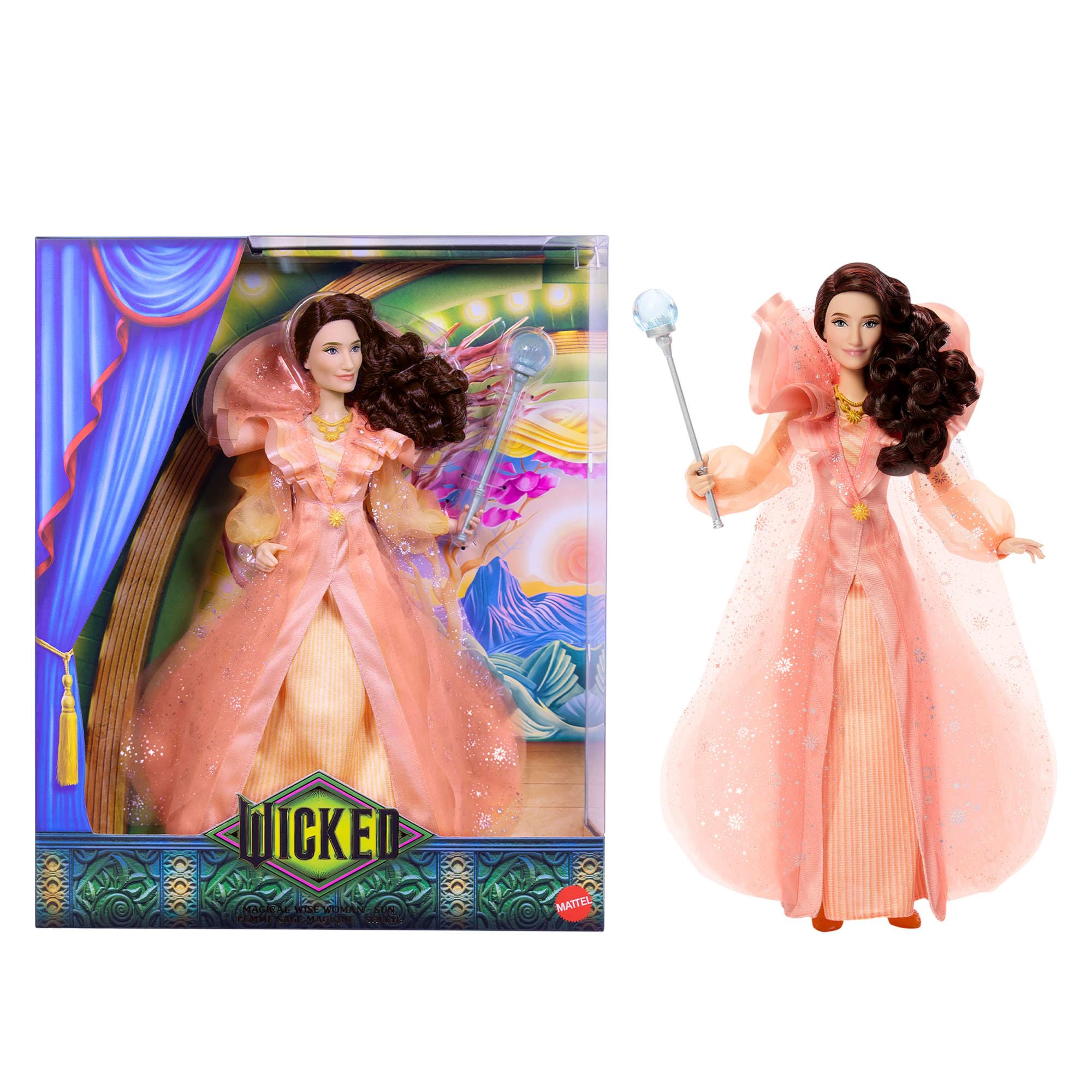 Mattel Universal Pictures Wicked Femme Sage Magique Soleil de Mattel Universal Pictures avec Tenue de Luxe Amovible et Accessoire, inspirée du Film, JLD88