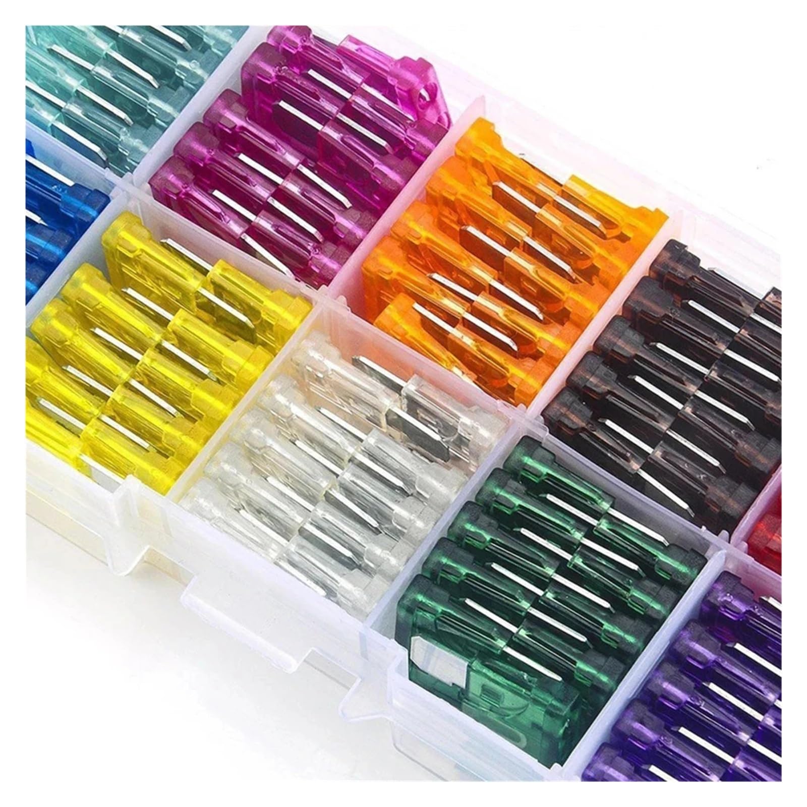 Juego de fusibles tipo cuchilla de 100 Uds., 2A, 3A, 5A, 7,5A, 10A, 10 tipos, surtido de coche con caja, Kit surtido de tipo cuchilla