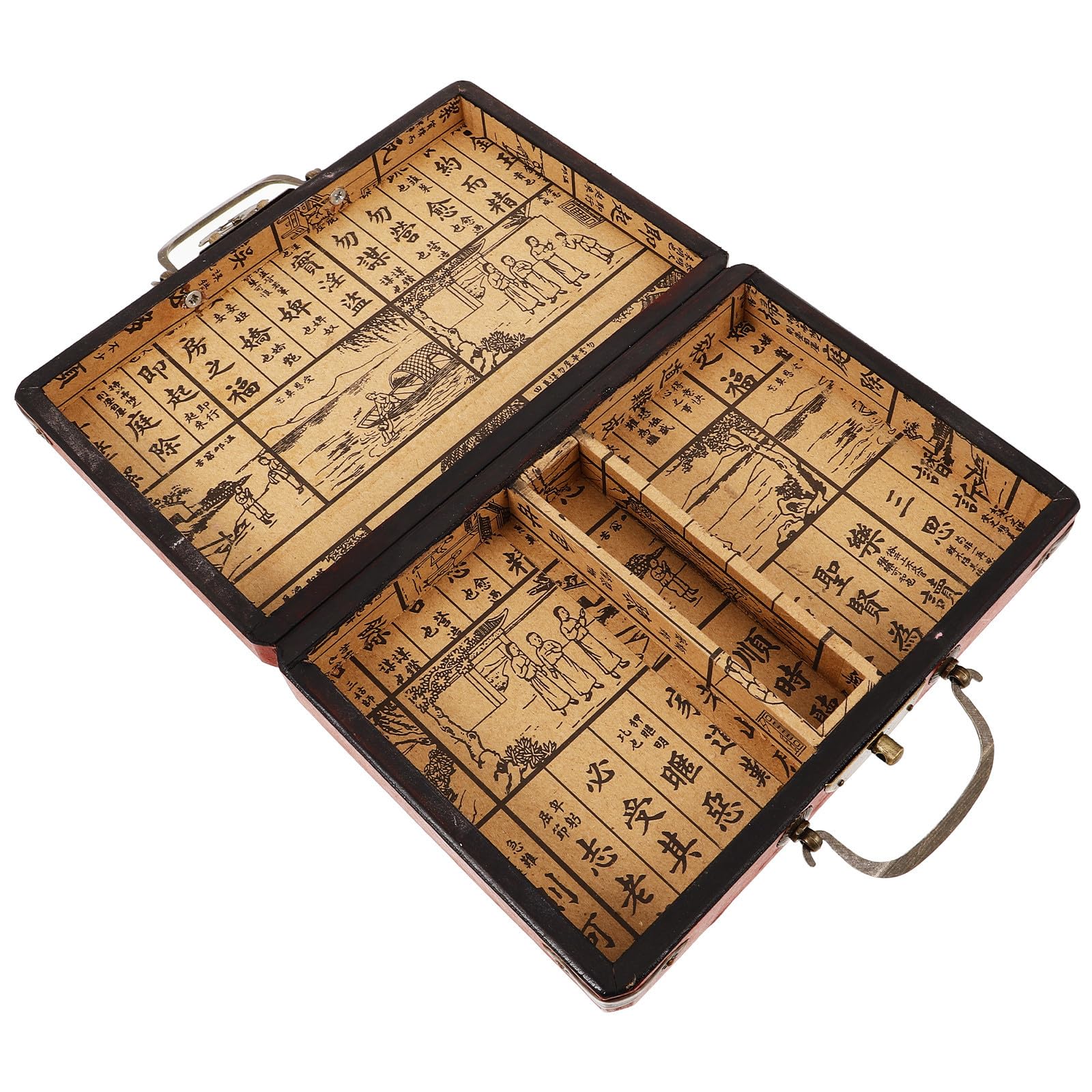 STOBAZA 3 Stück Rot Vintage mit Griff Mahjong, Aufbewahrungsbox | Leere Kasten für Steine, Tragbar und Geordnet, Traditionelle Form, Praktischer Henkel, Kompakt