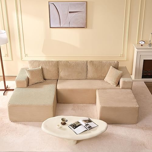 107" Boneless Couch with Deep Seat, Set of Modular Sectional