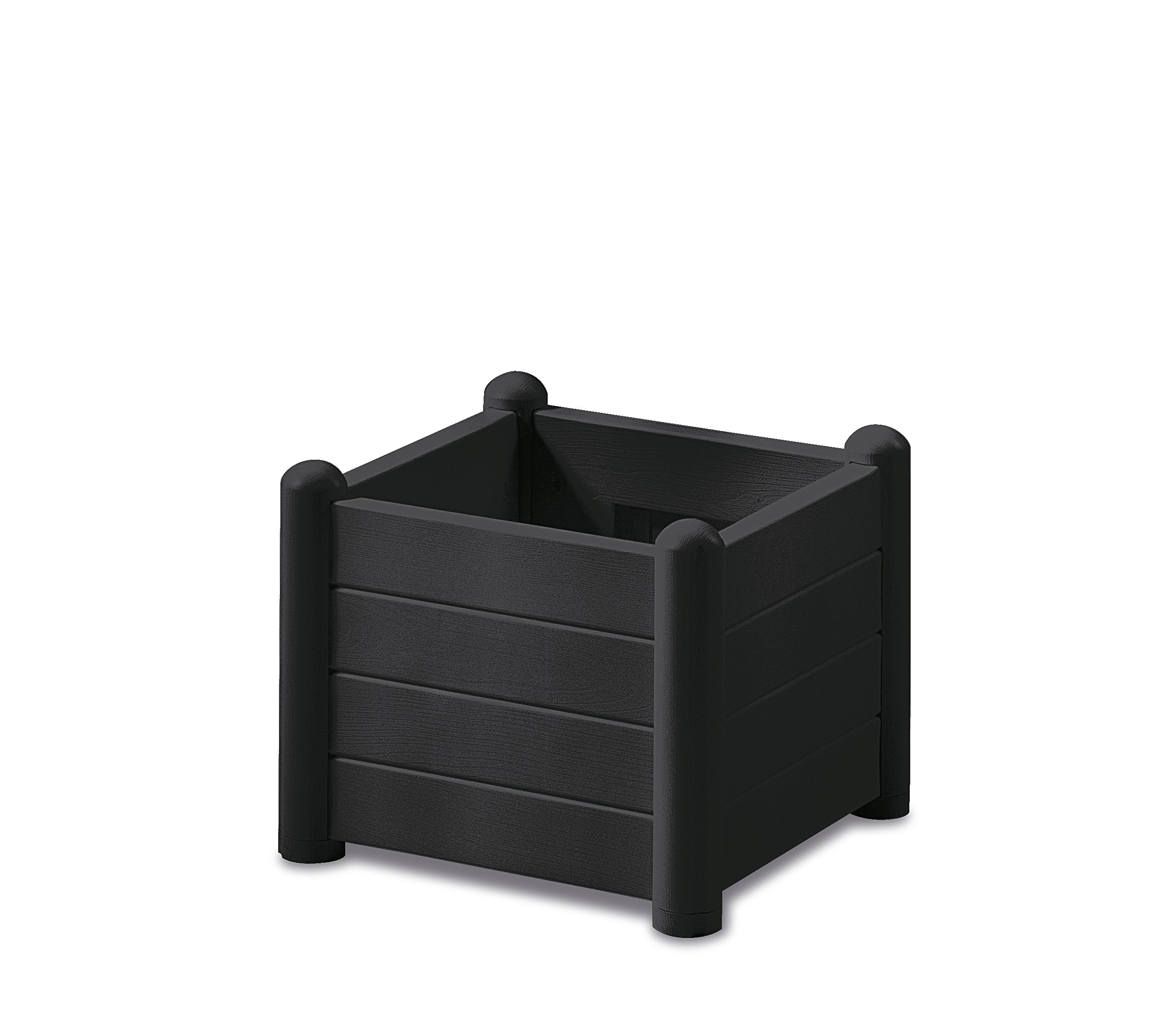 Kreher Jardinière carré en Bois Design en Plastique Anthracite. avec Réservoir D'eau. Dimensions en cm : 43 x 43 x 35 cm