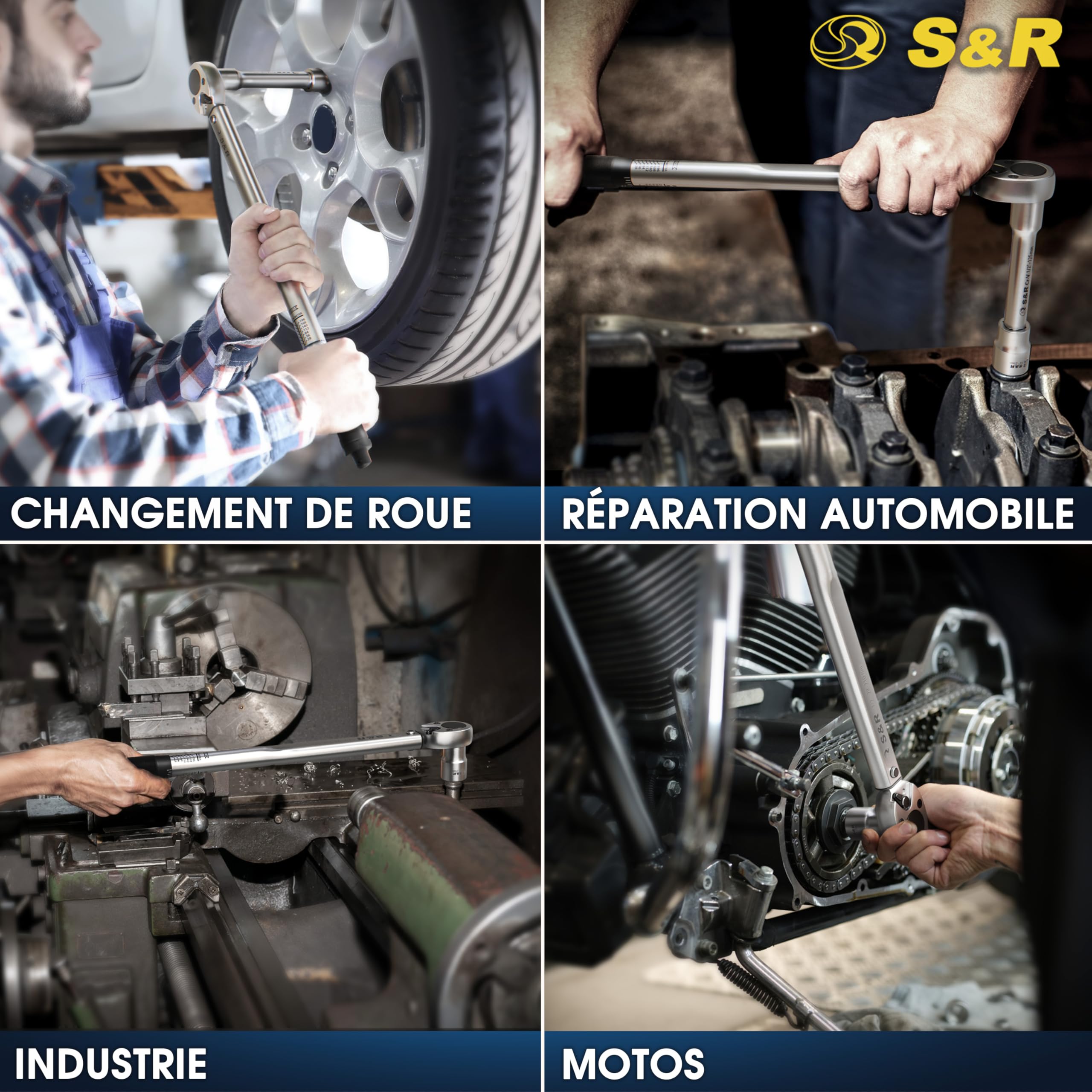 S&R Clé Dynamométrique 1/2 28-210 Nm Set avec Rallonge et 3 Douilles