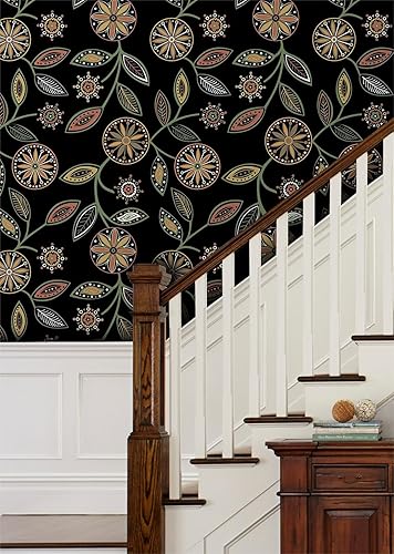 Miniatura 7 de WENMER Papel tapiz floral para despegar y pegar, 17.3 x 118 pulgadas, diseño floral, bohemio, multicolor, papel tapiz de flores perennes, papel de