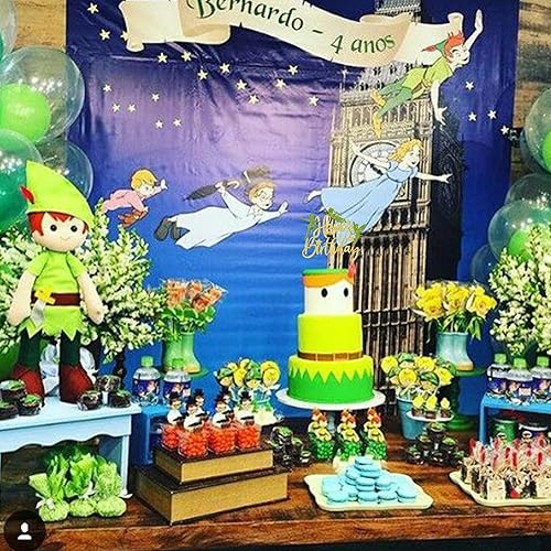 Miniatura 7 de 1 pieza de decoración de pastel de Feliz Cumpleaños con purpurina de elfo de hadas Never Grow Up P Pan Cake Pick para Neverland Theme Baby Shower