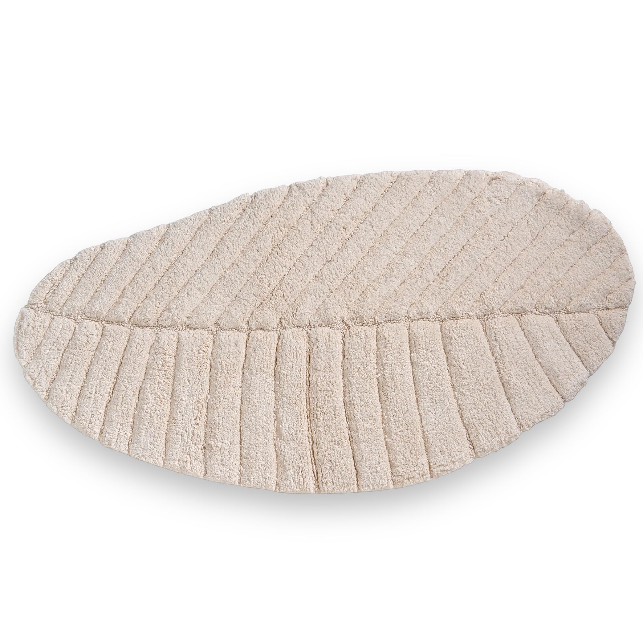 Tappeto da bagno scendi letto a pelo raso in cotone fondo antiscivolo Art. Foglia 60x110cm (Burro)