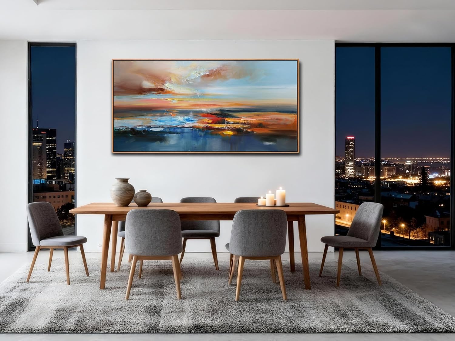 Brushart Abstract Wall Art Large Landscape Canvas Wall Art Pictures Paintings Wall Decor Living Room Textured Artwork for Dining Room Walls Bedroom Home Office, Framed 58"x29"