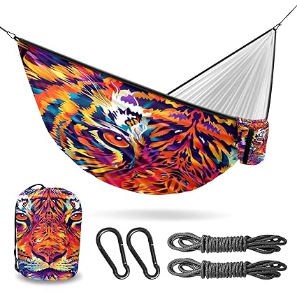 Vigetue Camping Hammock Double & Single Portable Hammocks with 2 Tree Straps, Great for Hiking,Backpacking,Hunting,Outdoor,Beach,Camping, Tiger (48) Pattern