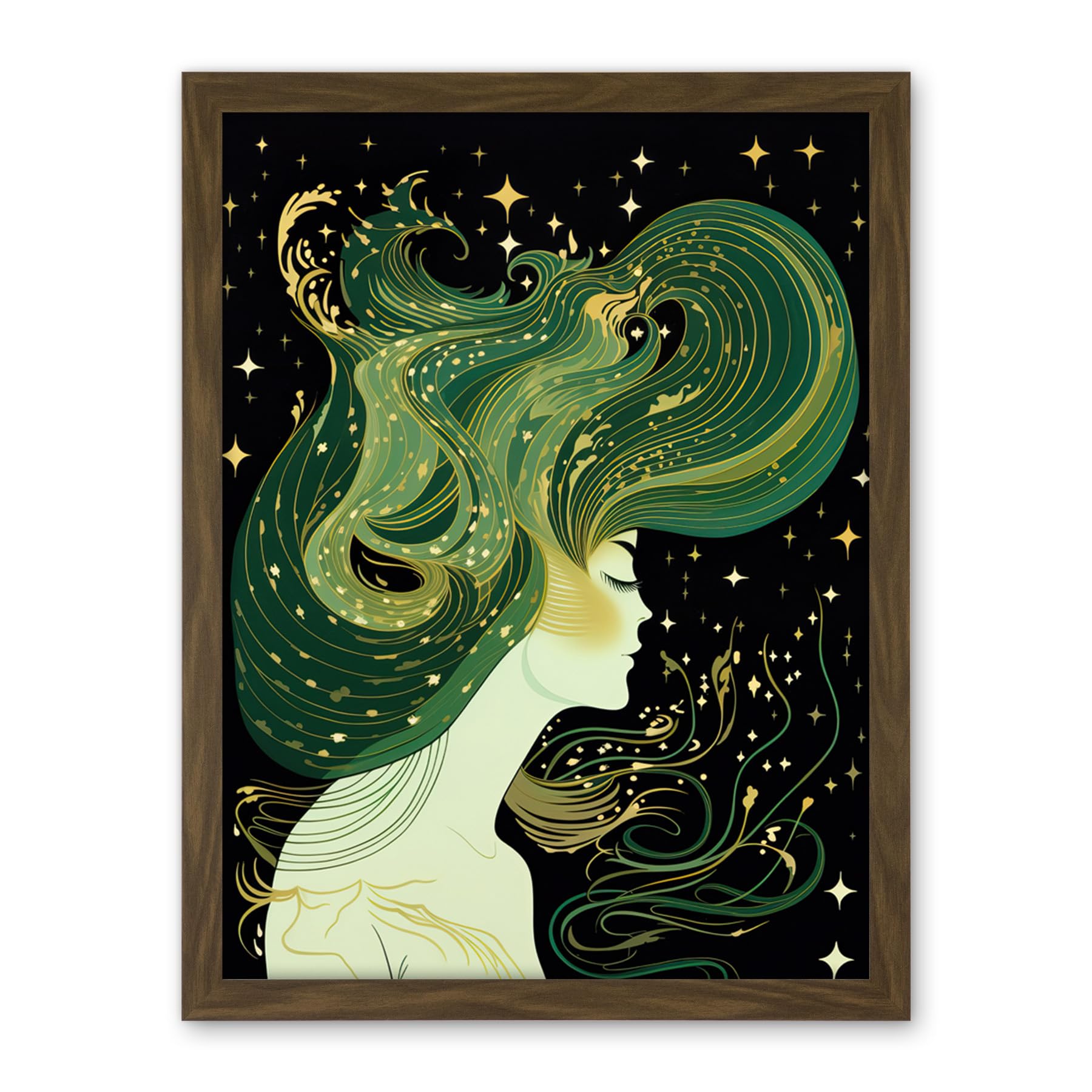 Artery8 Modern Concept Art Aurora Borealis Illustration Artwork Framed Wall Art Print 18X24 Inch