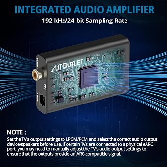 AUTOUTLET 192KHz HDMI ARC Audio Extractor to Optical TOSLINK SPDIF & Coaxial Audio Splitter Converter, Only for HDTV ARC Port to Speakers, Amplifiers, Soundbar Support Dolby/DTS 5.1(NO CEC)