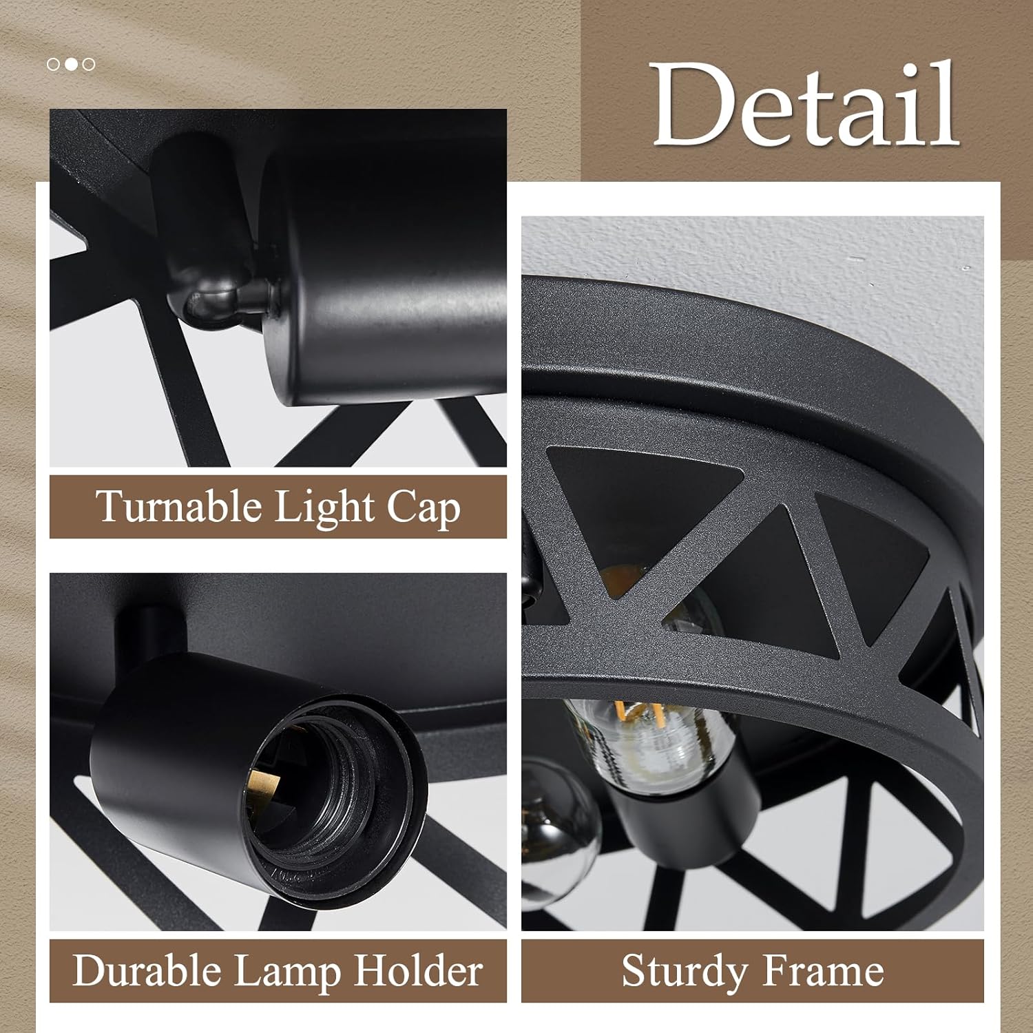 13 inch Black Flush Mount Ceiling Light Fixture,3-Light Light Fixtures Ceiling Mount for Hallway,Hall,Kitchen,Farmhouse (1 Pack)