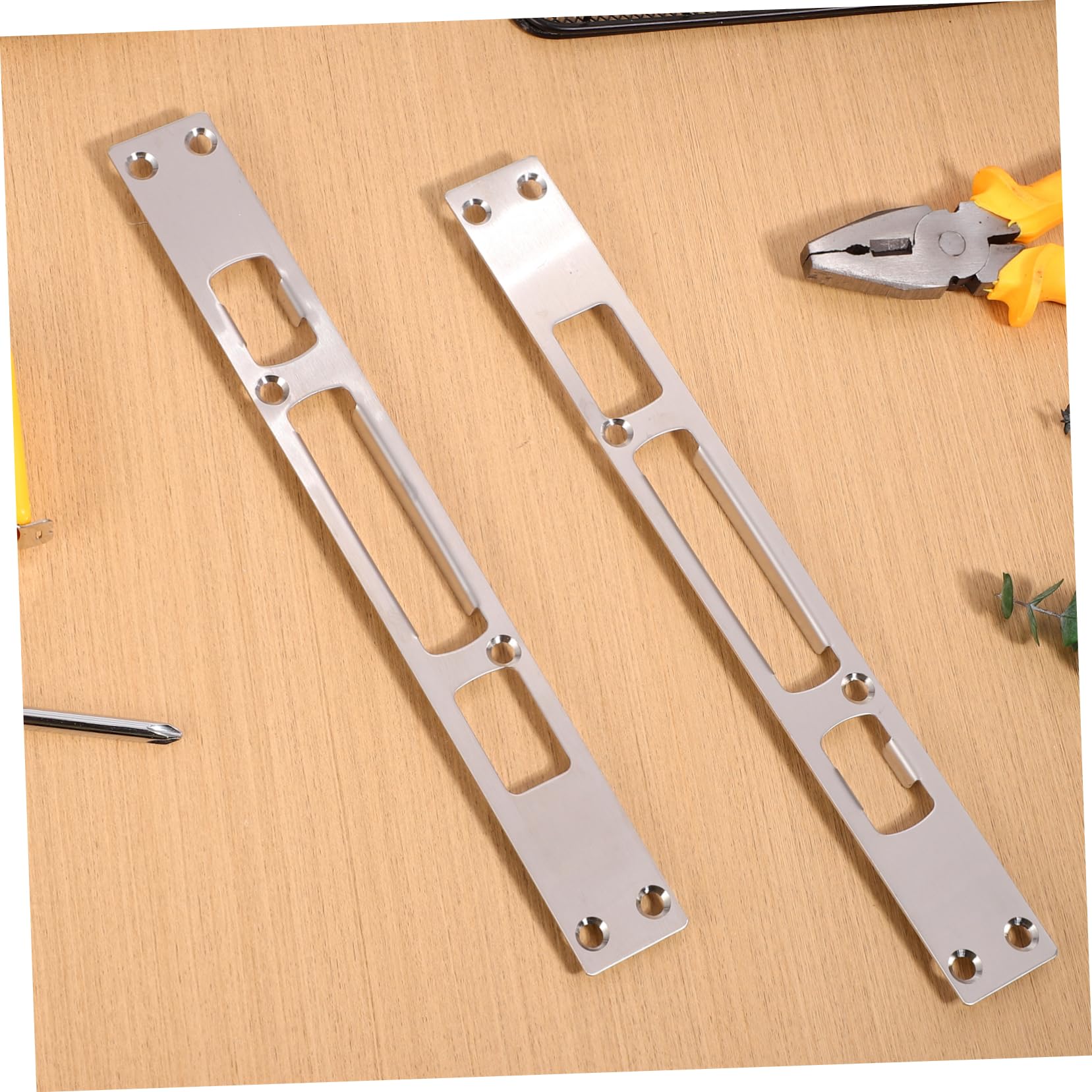 VILLCASE 9 Ensembles Plaque De Renfort Pour Pêne Dormant Plaque De Grève Gâches Pour Portes Extérieures Grève De Haute Sécurité Gâche De Porte Longue Acier Inoxydable 2 Pièces * 9