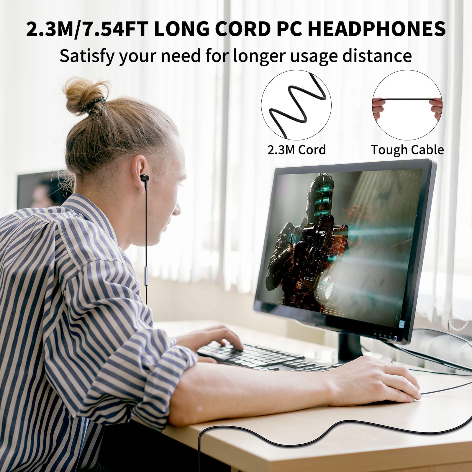 Cuffie PC con Cavo per Laptop,Leggere USB Auricolari con Microfono con Cancellazione del Rumore Funzione Silenziosa Controllo Audio,Magnetico Auricolare Gaming per Ufficio Trasmissione dal Vivo PS 4 5
