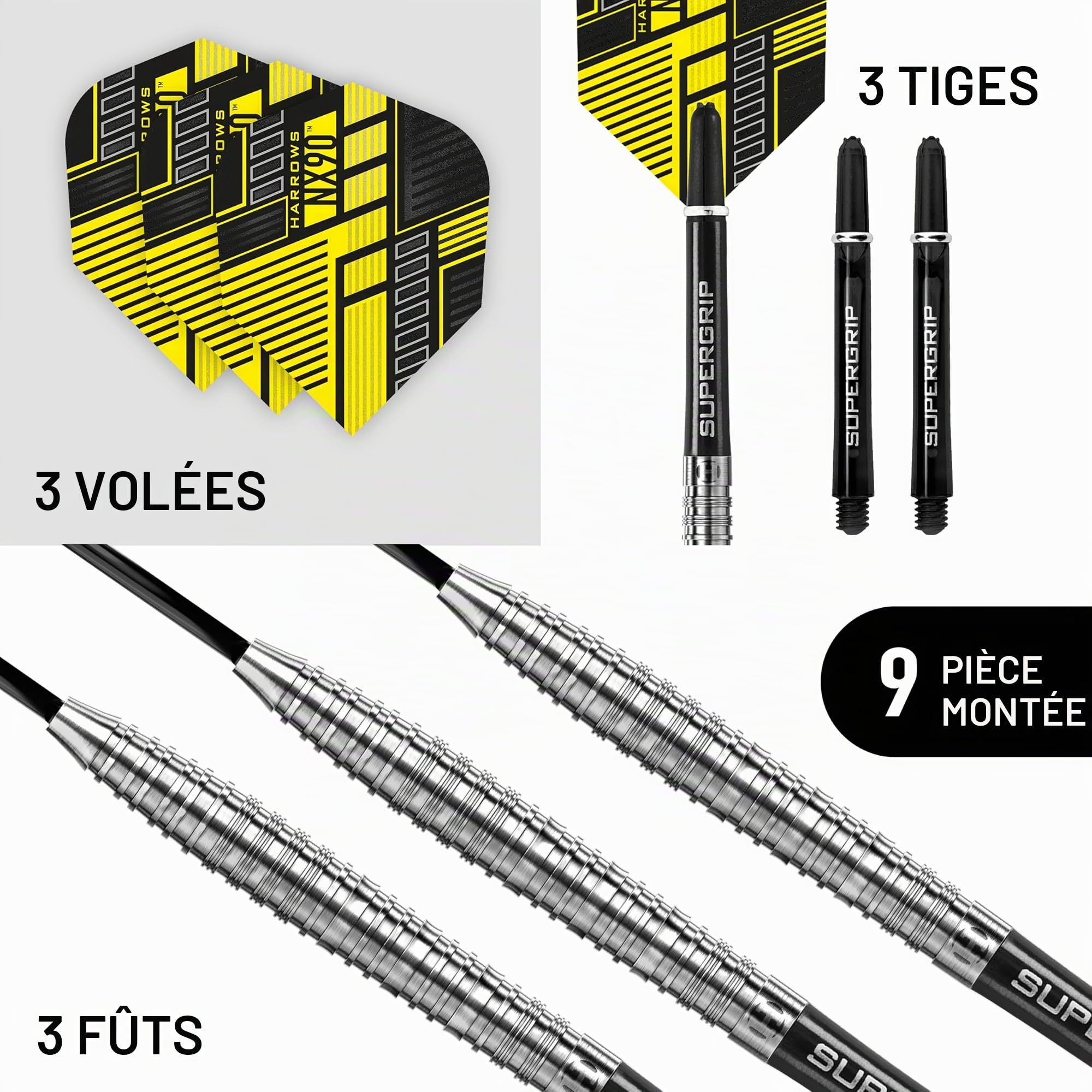 Harrows NX90 90% - Fléchettes Pointe Acier