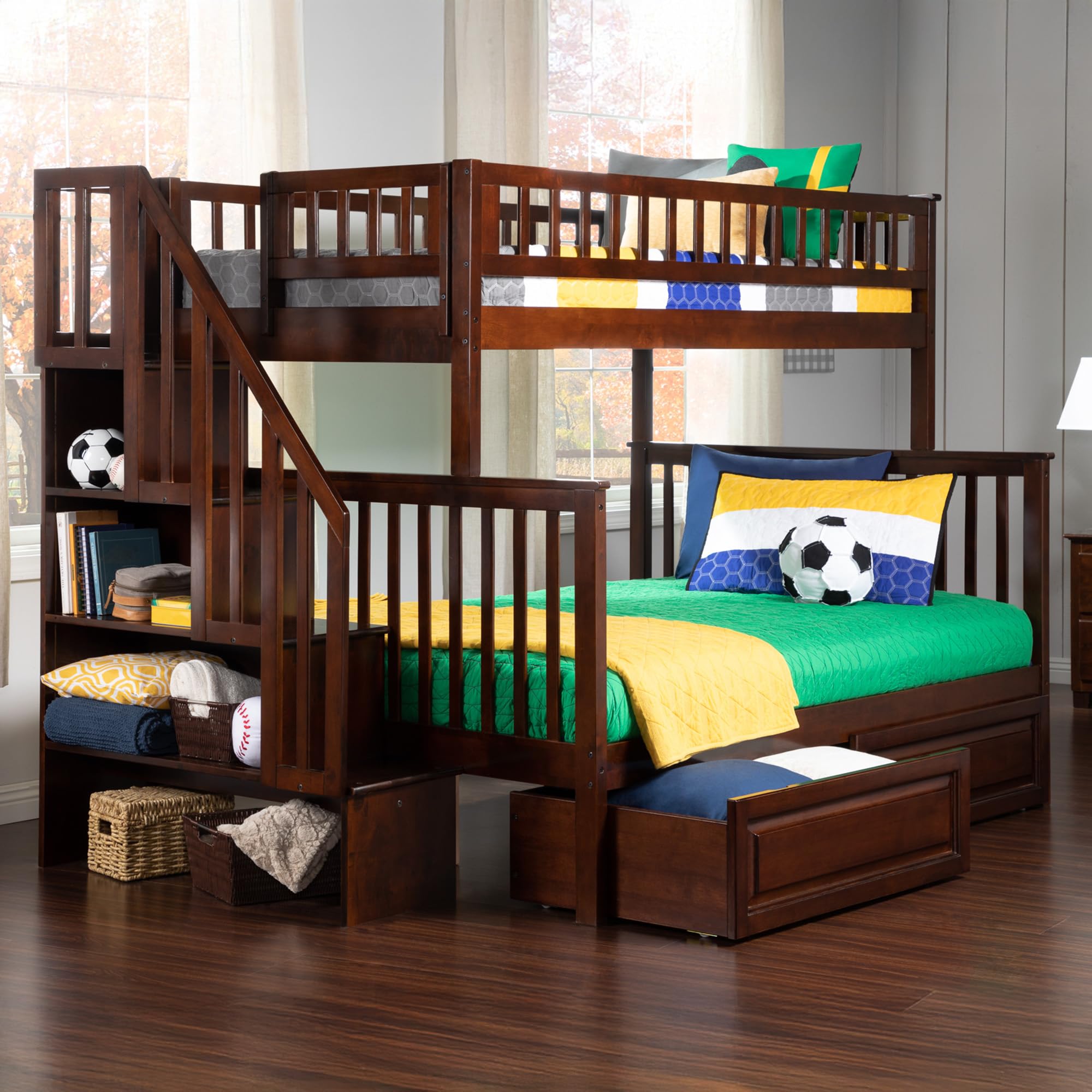 Snapklik.com : AFI, Woodland Staircase Bunk Bed Twin Over Full