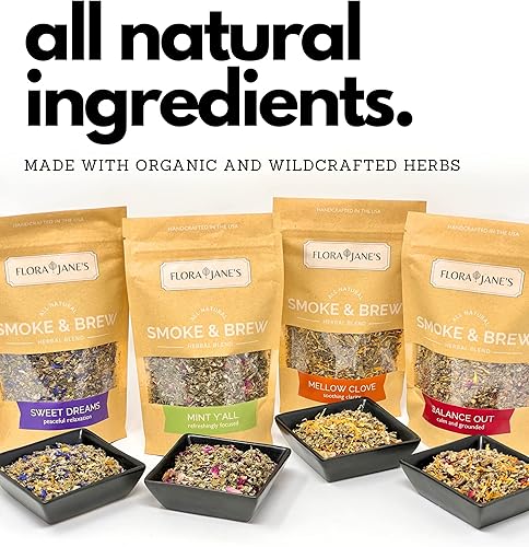 Miniatura 3 de Flora Jane's Smoke & Brew - Mezcla de equilibrio para apoyo mental y relajación - Mezcla de hierbas, té y baño - Orgánico y artesanal
