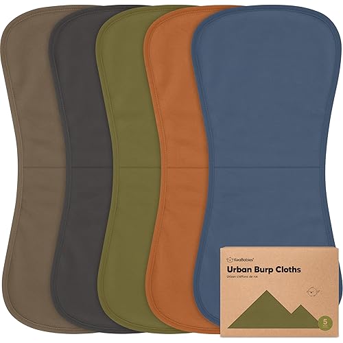 Organic Burp Cloths Baby Boy & Girl - 5-Pack Super Absorbent Cotton Burping Cloths for Babies, Soft & Plush Newborn Spit Up Rags, Infant Towels for Milk Spit Up, Unisex, Large 21" x 10" (Basic)