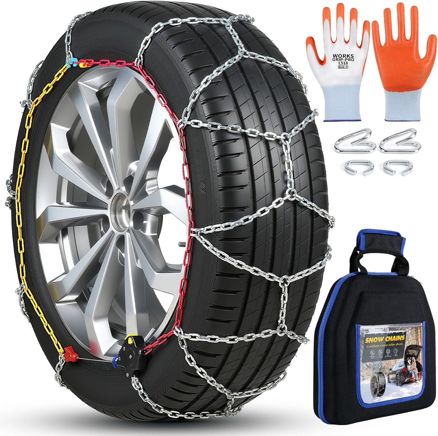 Auto-Trac Snow Chains for Car Tires Passenger Emergency Tire Chains for SUV