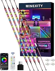 Luz de fundo LED para TV, fitas de LED inteligentes RGB para TVs de 55 a 65 polegadas, controle remoto e aplicativo, luzes para jogos USB-A/C com modo DIY e modo de música, 118 LEDs