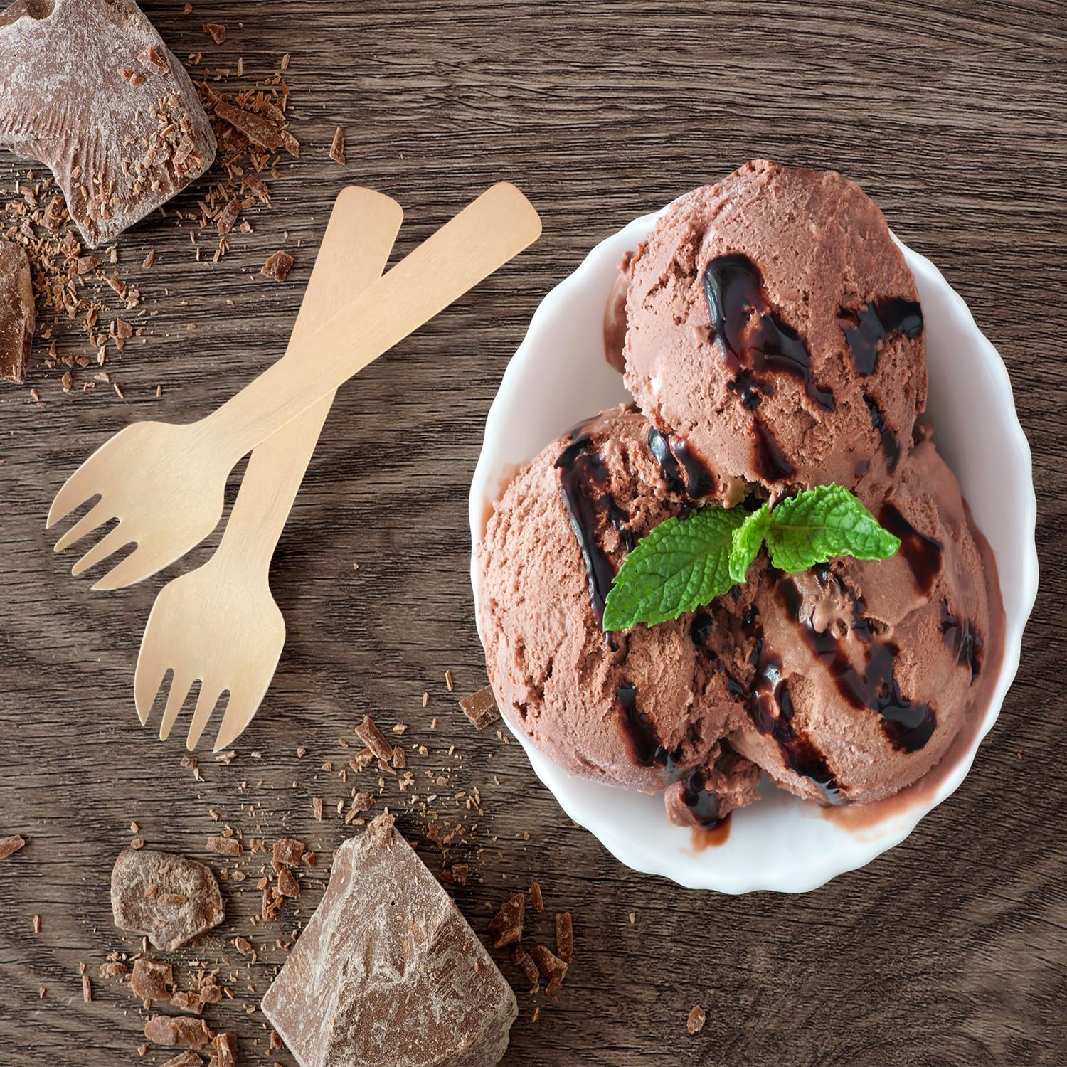 4 inch Mini Wooden Forks, Biodegradable postable Birchwood,