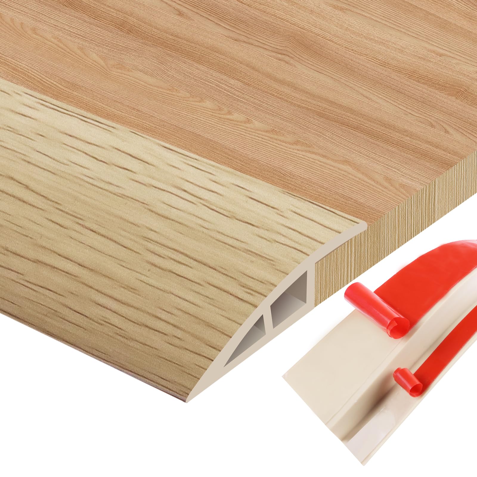 Floor Transition Strips Double Sided Self Adhesive Door Threshold Strips for Doorways, Laminate Threshold for Gaps Carpet Floor Tiles