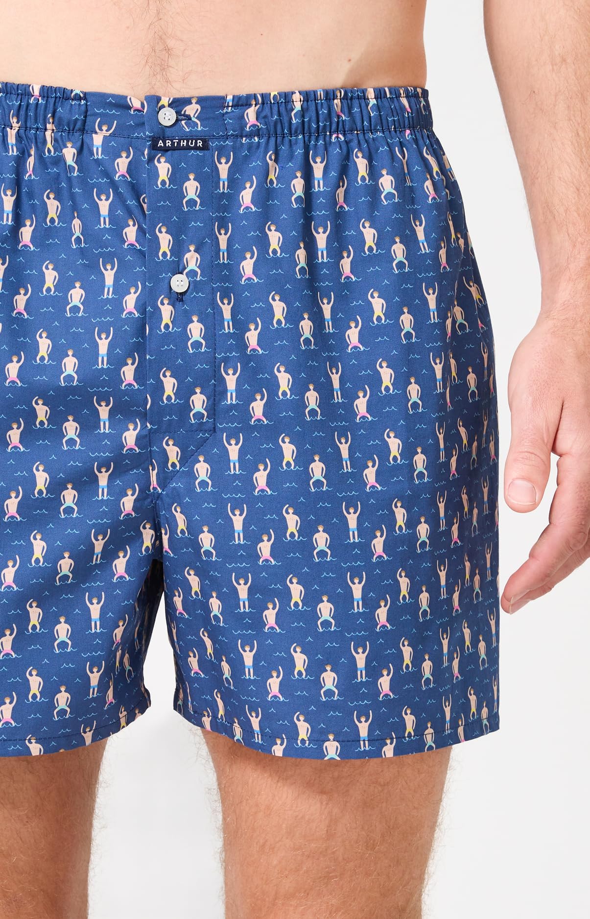 ARTHUR - Caleçon Homme - 100% Coton Bio Doux - Coupe Ample et Confortable - Motif Fantaisie
