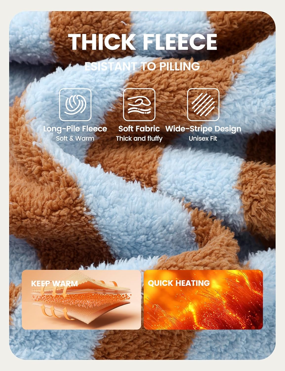 Yimoon Womens Fluffy Fuzzy Hooded Robe Striped Plush Long Bathrobes Thick Warm Soft House Coat Loungewear(Khaki-M) - Image 3