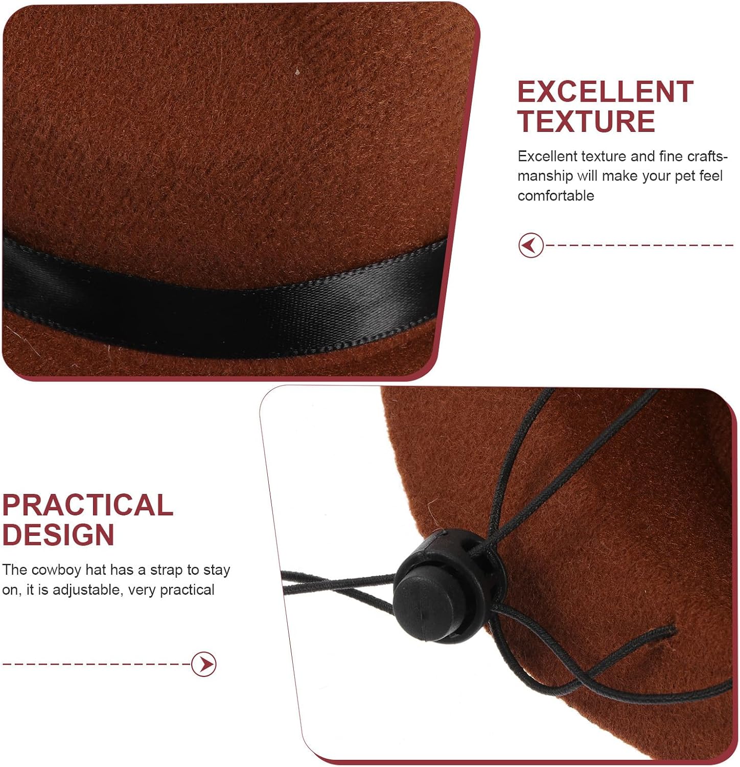 Decorative Puppy Cowboy Hat Brown Wear-Resistant Small Dog Accessory Household Pet Hat for Dogs and Cats