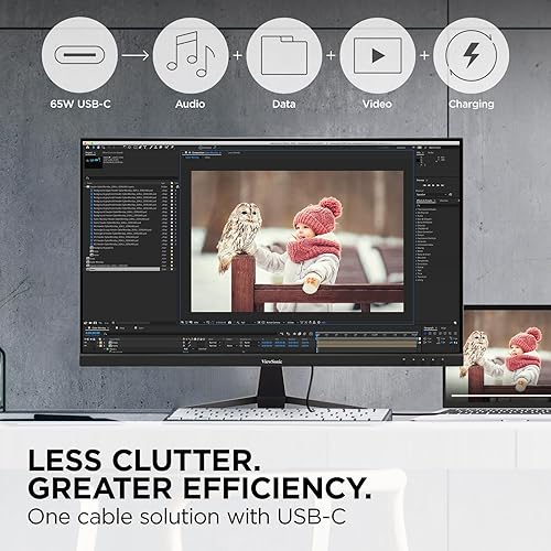 Miniatura 2 de ViewSonic VX3267U-2K Monitor IPS de 32 pulgadas 1440p con USB C de 65 W, soporte de contenido HDR10, biseles ultrafinos, cuidado de los ojos,