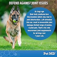Vista 2 de Pet MD Glucosamina para perros Suplemento para articulaciones de perro con glucosamina, condroitina y MSM - Masticables para aliviar el dolor