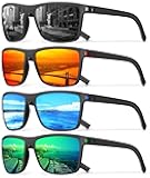 Square Polarized Sunglasses for Men Vintage Style Driving Travel Sun Glasses Lightweight Frame UV Protection Goggles