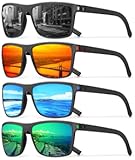 Square Polarized Sunglasses for Men Vintage Style Driving Travel Sun Glasses Lightweight Frame UV Protection Goggles