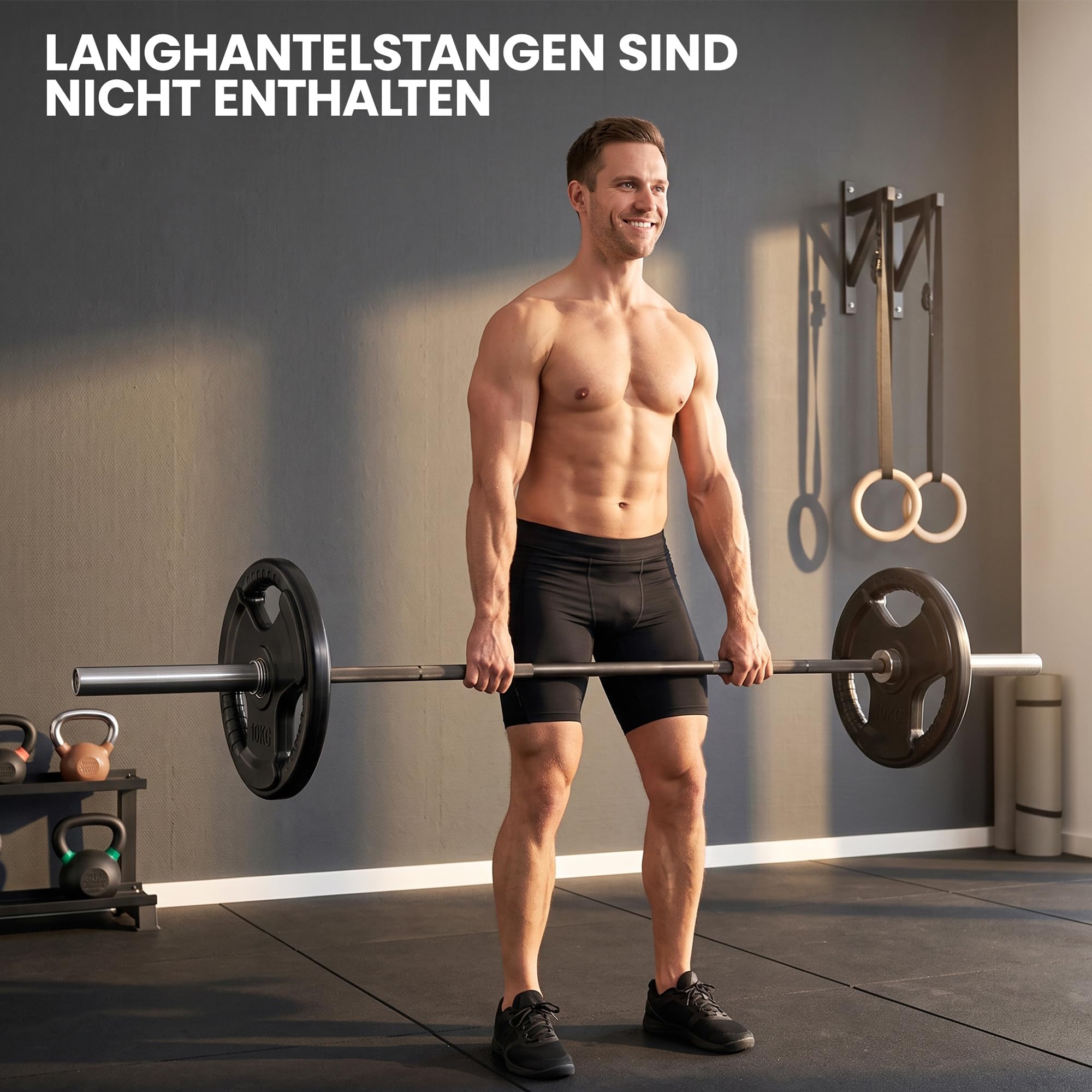 SPORTNOW Hantelscheiben 2er-Set, Tri-Grip gummierte Olympiascheiben, bodenschonender Gewichtsscheiben mit 5 cm Bohrung, drei Griffen, für Gewichtheben, Krafttraining