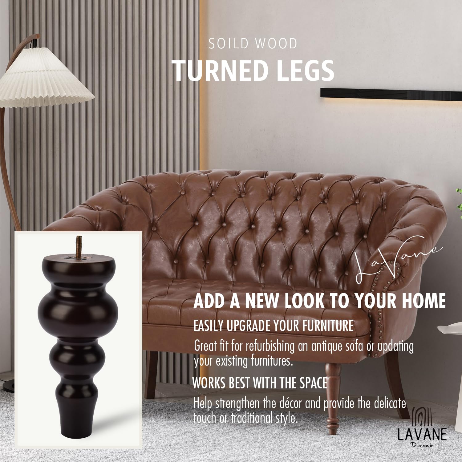 La Vane 8.5 inch / 22cm Wooden Furniture Legs - Image 2