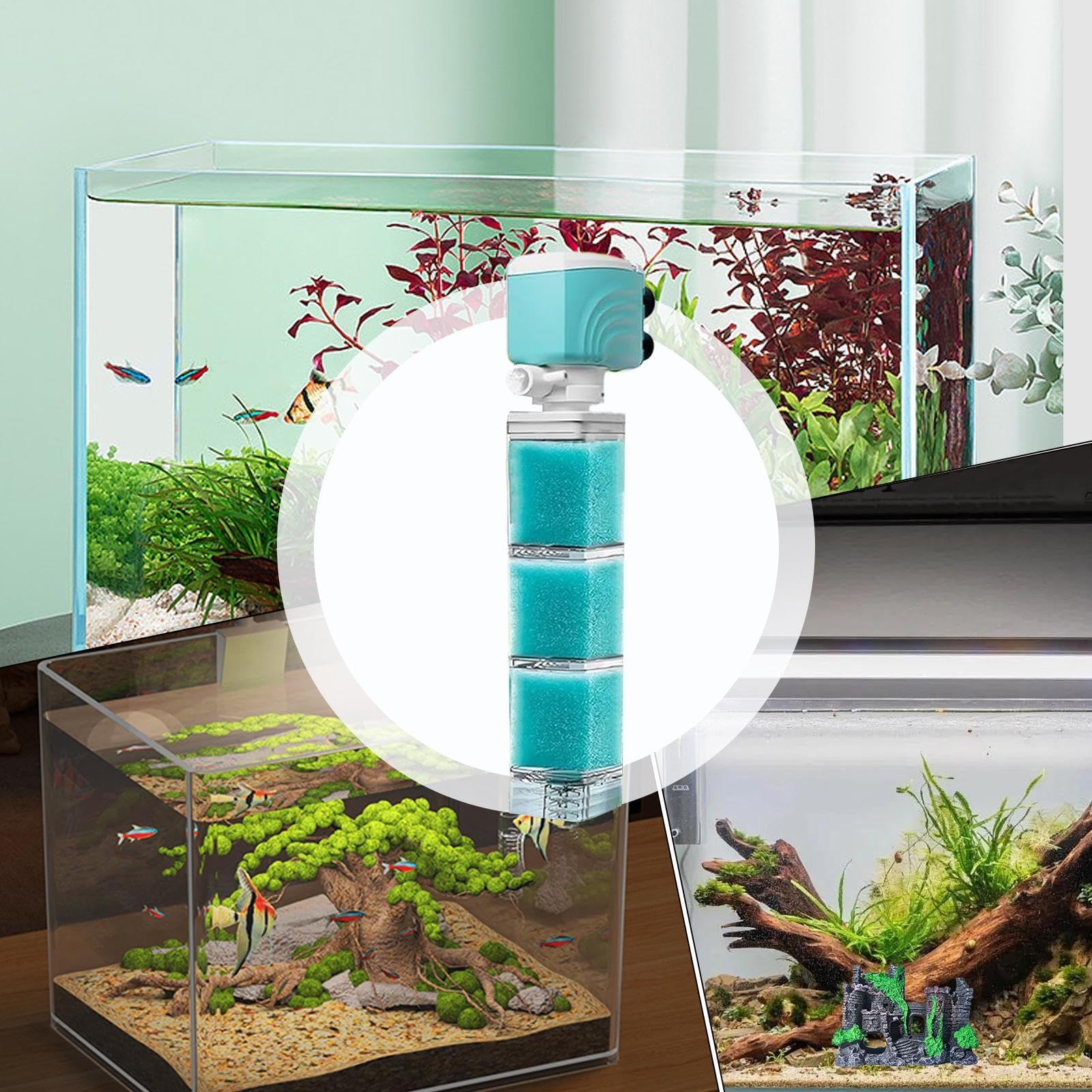 Filtres d'Aquarium Wave Maker Système Filtration Machine Nettoyage Vert | Pompe Filtre Interne de Circulation d'Aquarium Machine Verte Propre Pour Étang Eau Salée Douce Maison Crevettes Aqu