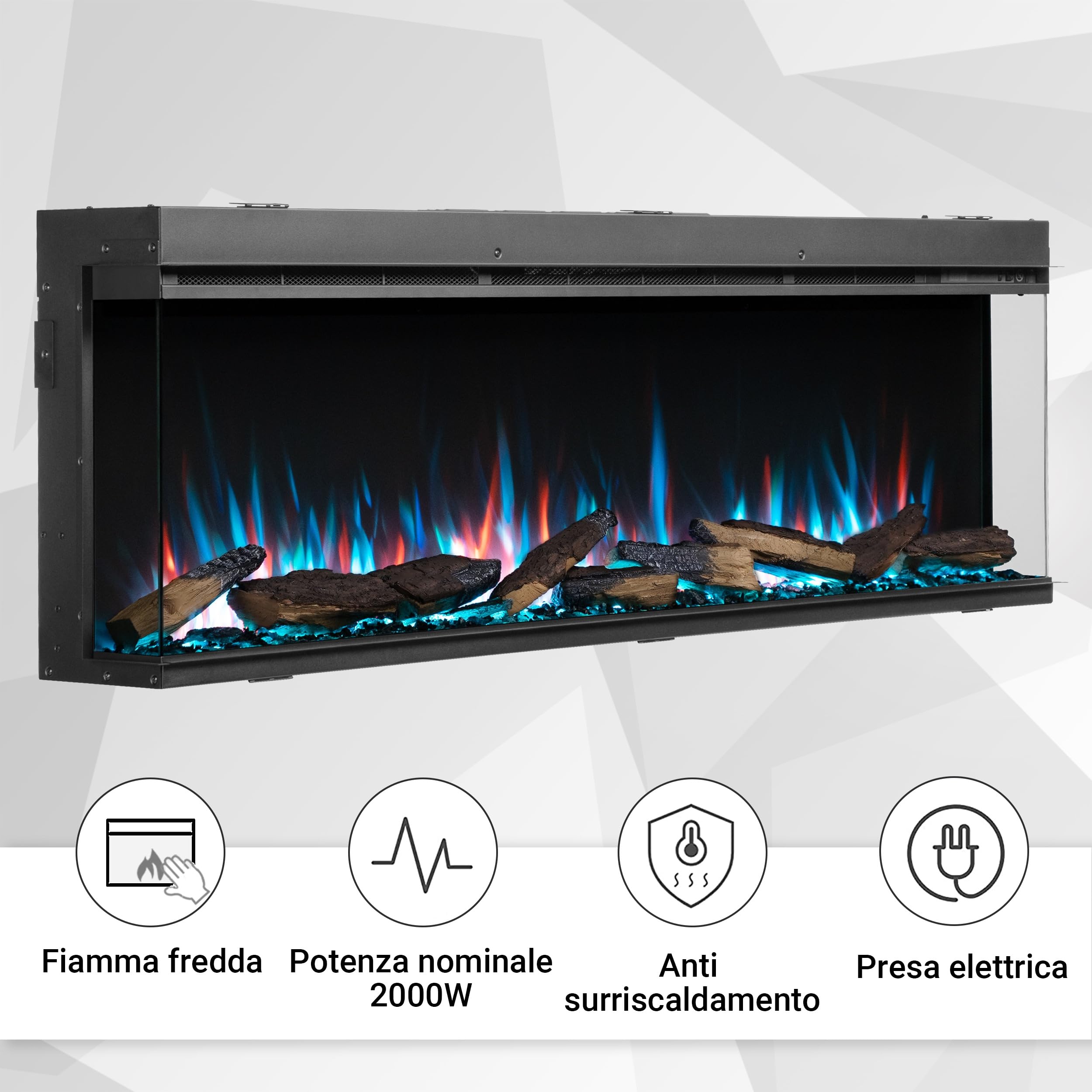 BALDERIA Athena 60 - Camino elettrico da incasso e camino elettrico da parete