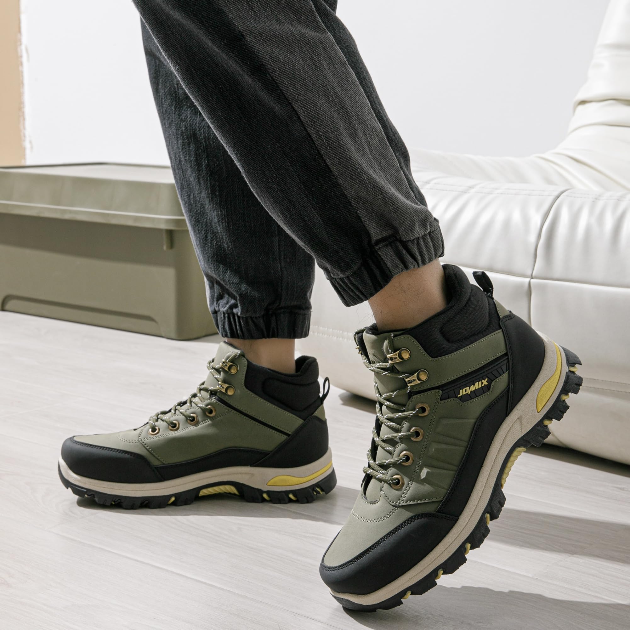 JOMIX Scarpe Trekking Uomo Invernali Antiscivolo Scarponcini da Montagna Hiking Outdoor Leggeri e Resistenti Scarpe Uomo Caviglia Alta per Escursionismo Campeggio e Casual