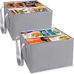 2 Pack Freezer Organizer Bins,Foldable Deep Freezer Organizer Bins with Long Handles,15"x13"x10" Chest Freezer Organizer with Dividers for Sorting Frozen Meats & Food