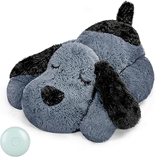 WEOK Heartbeat Welpe Plüsch Hundespielzeug, Welpe Herzschlag Stofftier für Hunde Angst Linderung Verhalten Hilfe Spielzeug, Herzschlag Plüschtiere für Hunde (Grey) product image