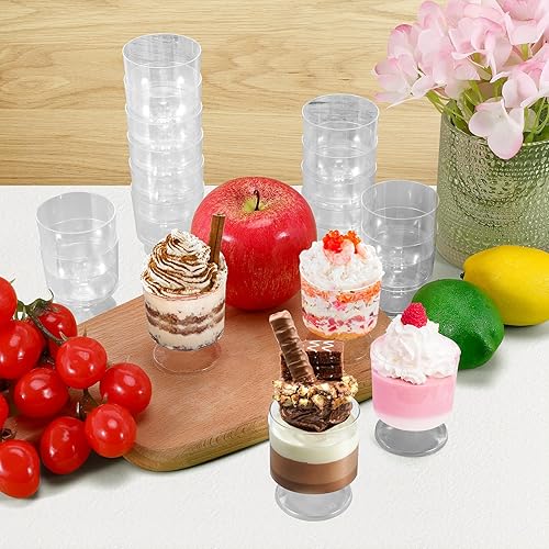 Miniatura 6 de Loccmat Mini vasos de postre de 2 onzas, paquete de 80 copas de vino de plástico transparente de 2 onzas, vasos de chupito de postre desechables,