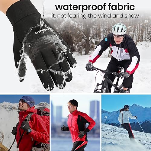 Miniatura 5 de Guantes de invierno para hombre y mujer, resistentes al viento, impermeables, cálidos, para pantalla táctil, para fitness, correr, ciclismo