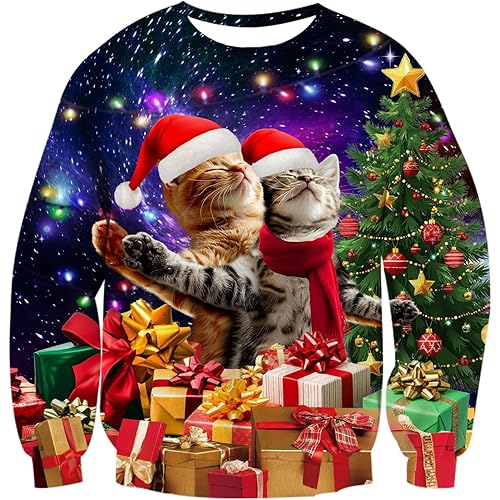 RAISEVERN Ugly Christmas Sweatshirt for Women Men Funny Novelty Xmas Tops
