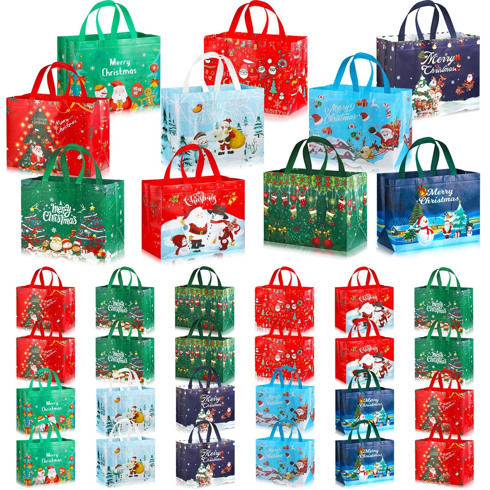 Oudain 30 Pcs Large Christmas Gift Bags Christmas Tote Bags With Oudain 30 pcs large christmas gift bags christmas tote bags with