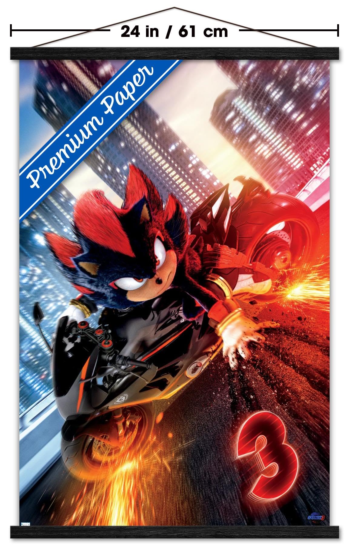 Sonic The Hedgehog 3 - Shadow Motorcycle One Sheet Wall Poster