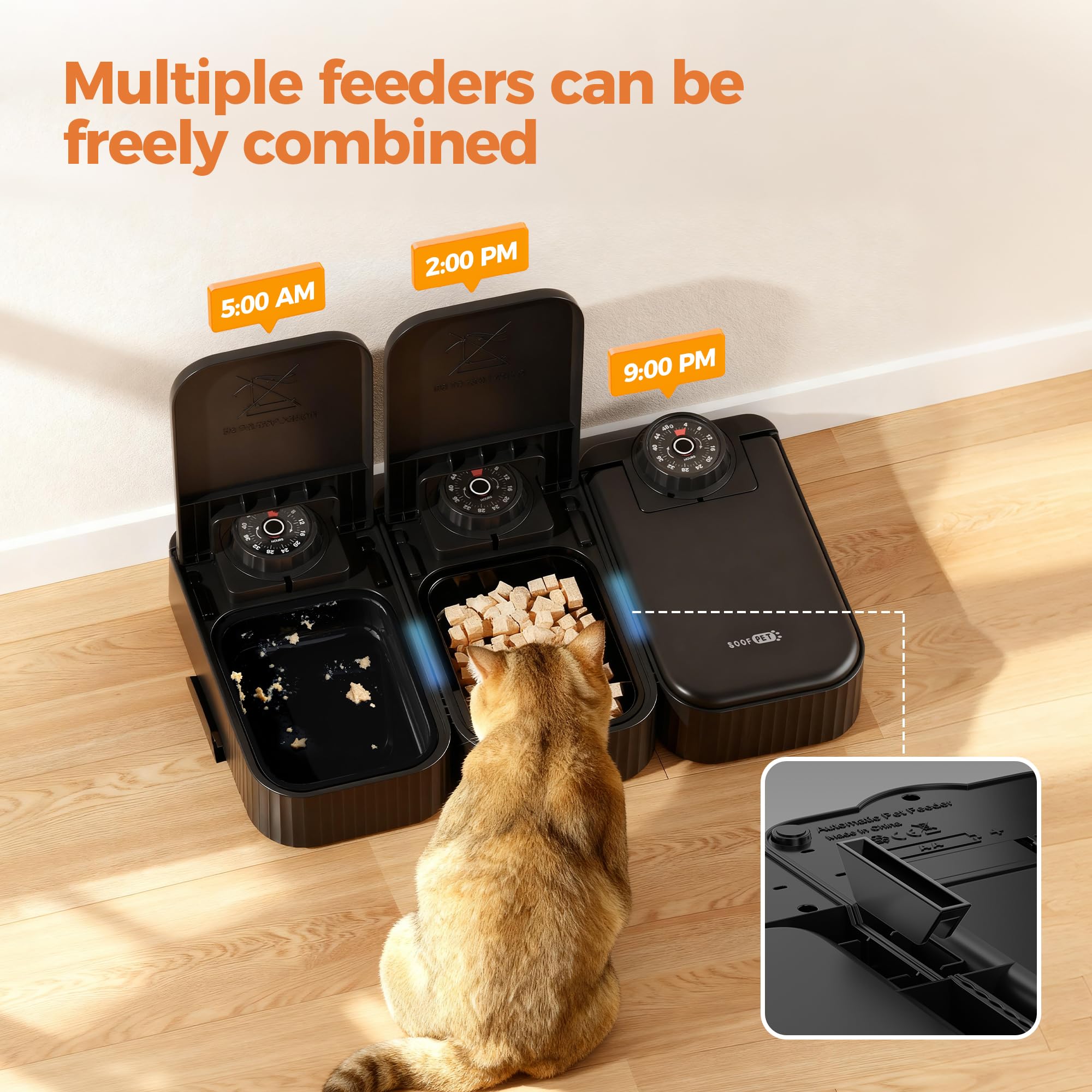 Distributore Automatico Cibo Gatti Umido: Dispenser Crocchette Gatto con Timer di 48 Ore - Dosatore Crocchette per Gatti senza Fili con 1 AA Batteria - Pasti Fino a 350g Ciascuno - Nero