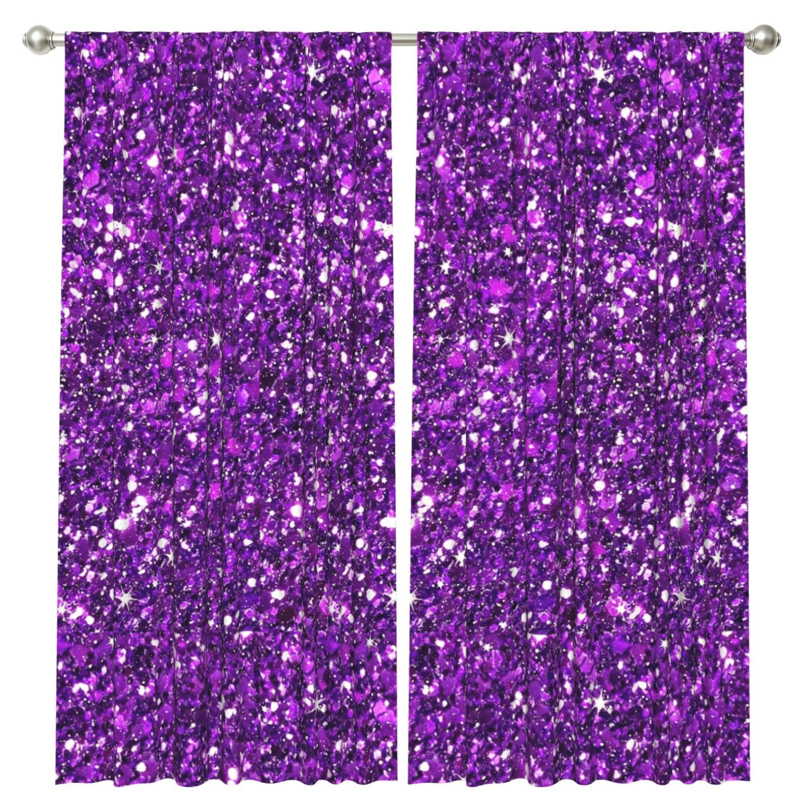InOmak Glitter Sparkles Shimmer Printing, 2 Panels Window Curtains 52 x 84 Inch Blackout Curtains for Living Room Bedroom