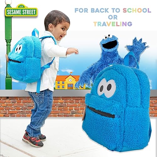 Miniatura 5 de Sesame Street Elmo and Cookie Monster Mini mochilas para niños pequeños, niños y niñas, escuela o viajes, Viajar